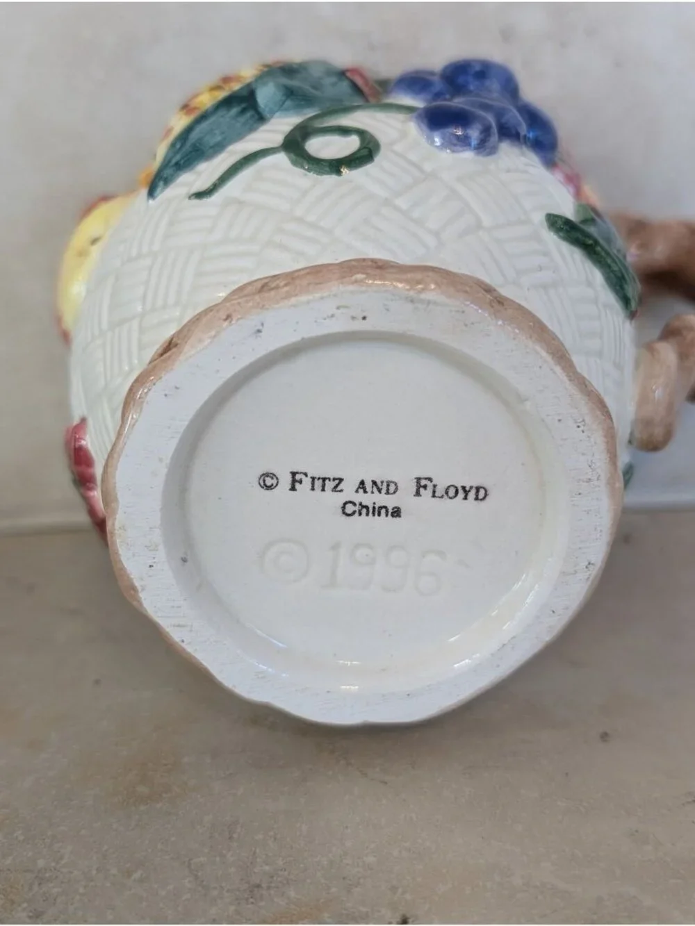 Vintage Fitz and Floyd Ceramic Cream and Sugar Set Golden Harvest Pattern